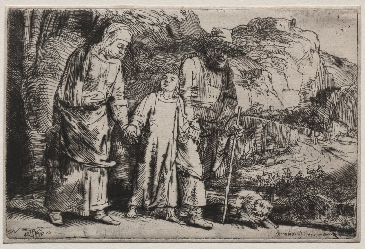 Kristus palaamassa temppelistä vanhempiensa kanssa tekijältä Rembrandt van Rijn