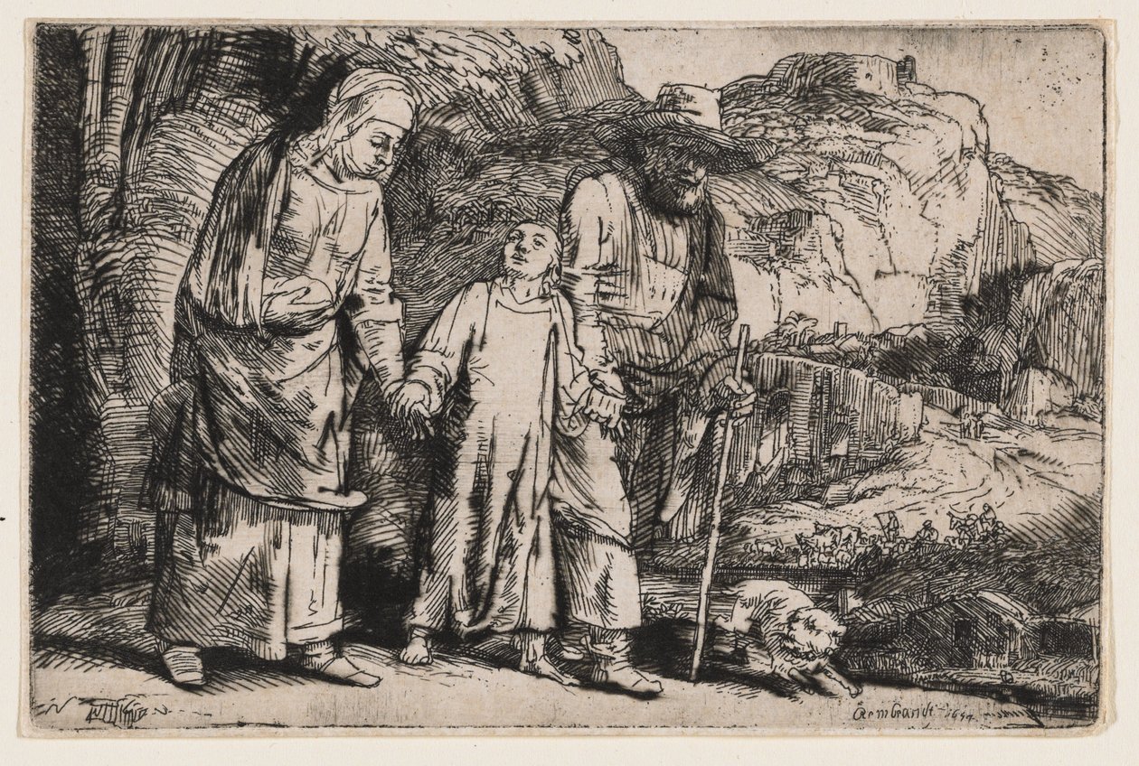 Kristus palaamassa temppelistä vanhempiensa kanssa tekijältä Rembrandt van Rijn