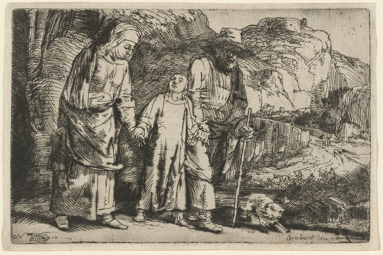 Kristus palaa temppelistä vanhempiensa kanssa tekijältä Rembrandt van Rijn