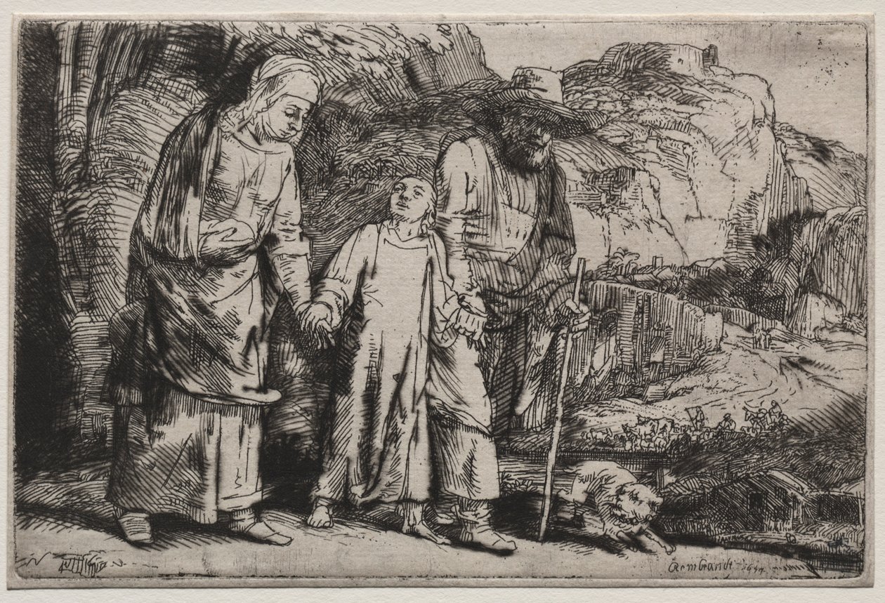 Kristus palaamassa temppelistä vanhempiensa kanssa, 1654. tekijältä Rembrandt van Rijn