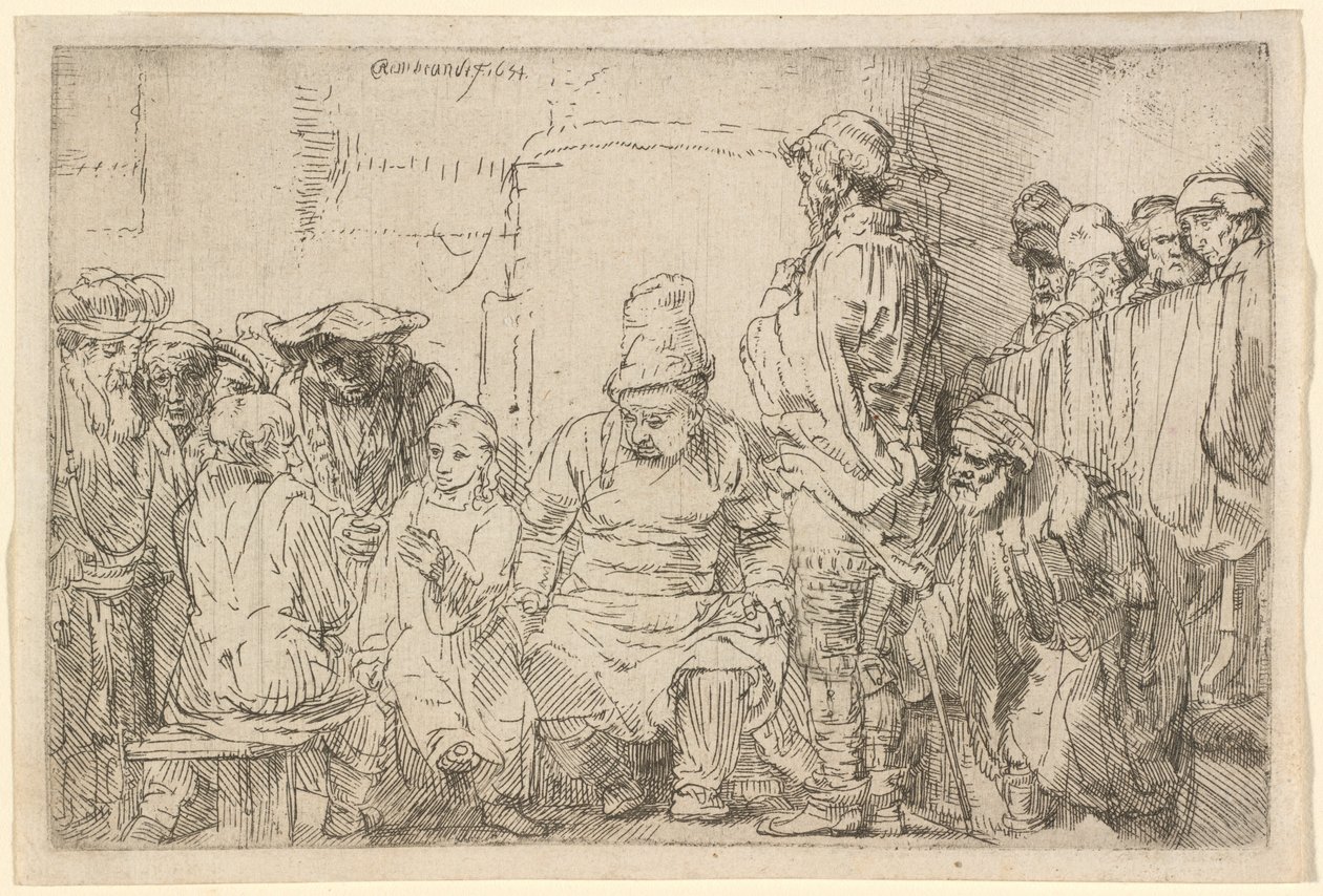 Kristus istuu kiistellen lääkäreiden kanssa tekijältä Rembrandt van Rijn