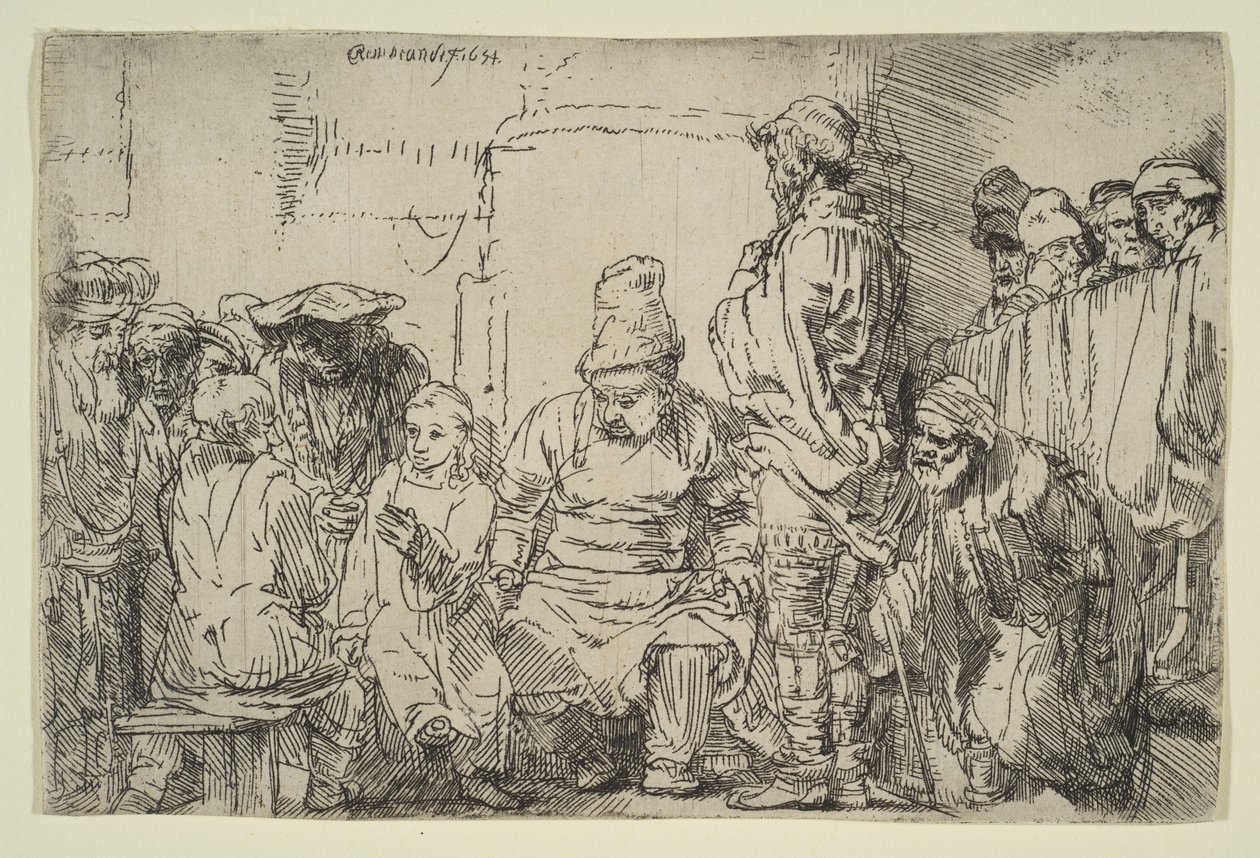 Kristus istuu kiistassa lääkäreiden kanssa, 1654. tekijältä Rembrandt van Rijn