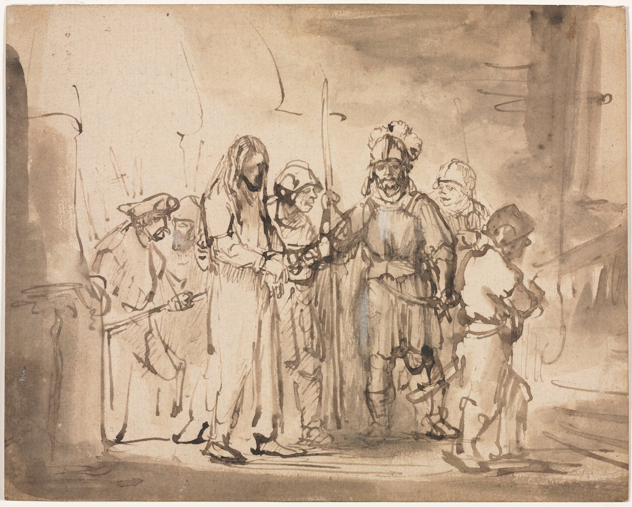Kristus Otettiin Kaifaan eteen tekijältä Rembrandt van Rijn