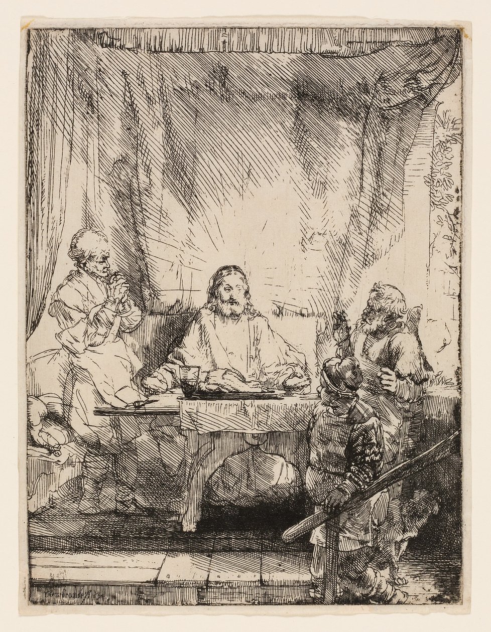 Kristus Emmauksessa: Isompi lautanen tekijältä Rembrandt van Rijn