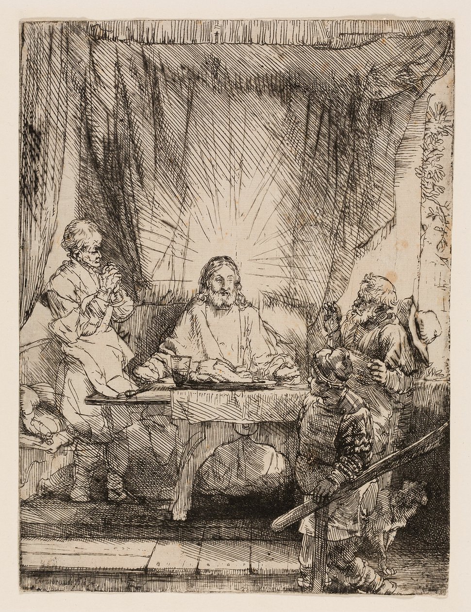 Kristus Emmauksessa: Isompi lautanen tekijältä Rembrandt van Rijn