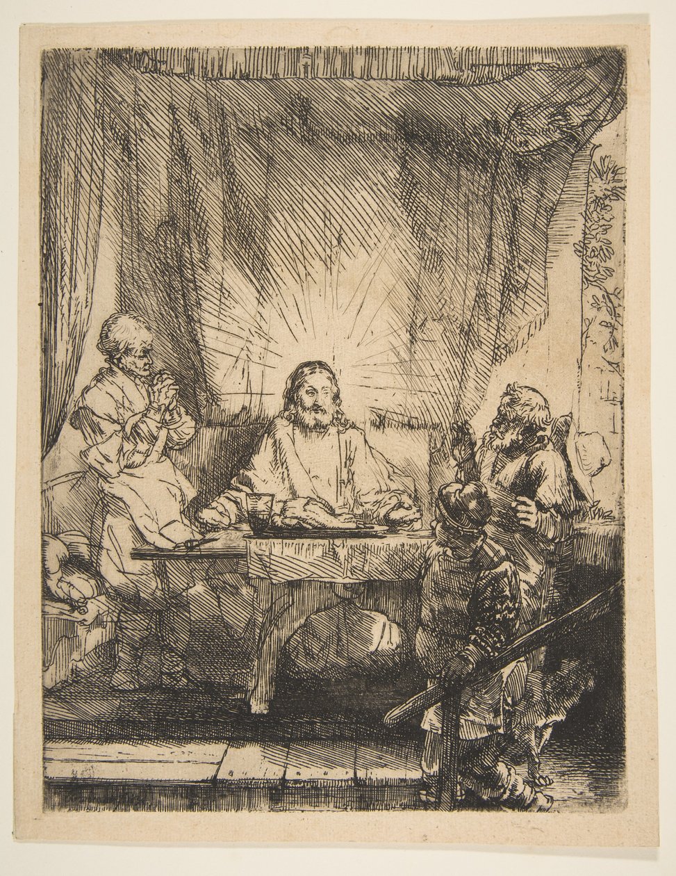 Kristus Emmauksessa: Isompi lautanen, 1654. tekijältä Rembrandt van Rijn