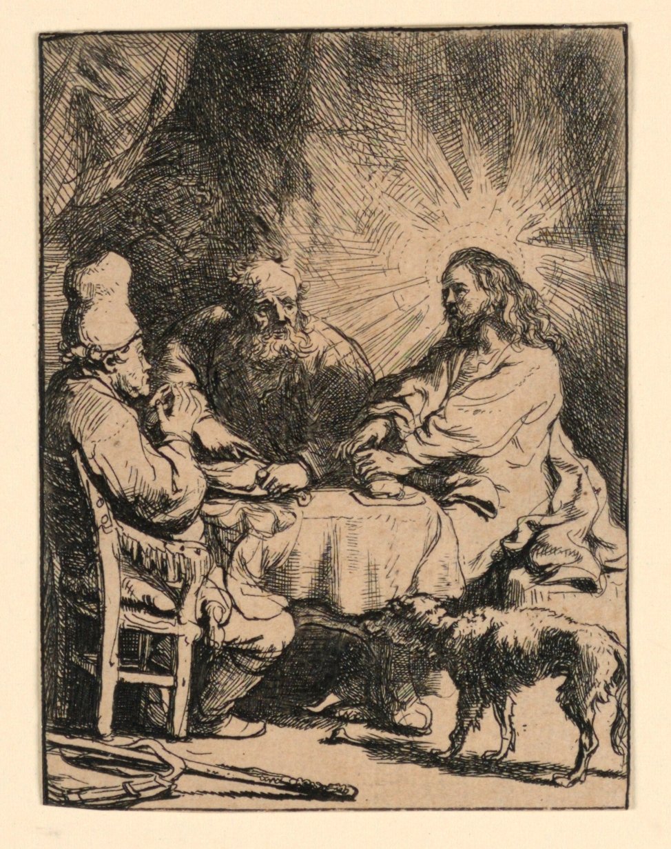 Kristus Emmauksessa: Pienempi lautanen tekijältä Rembrandt van Rijn