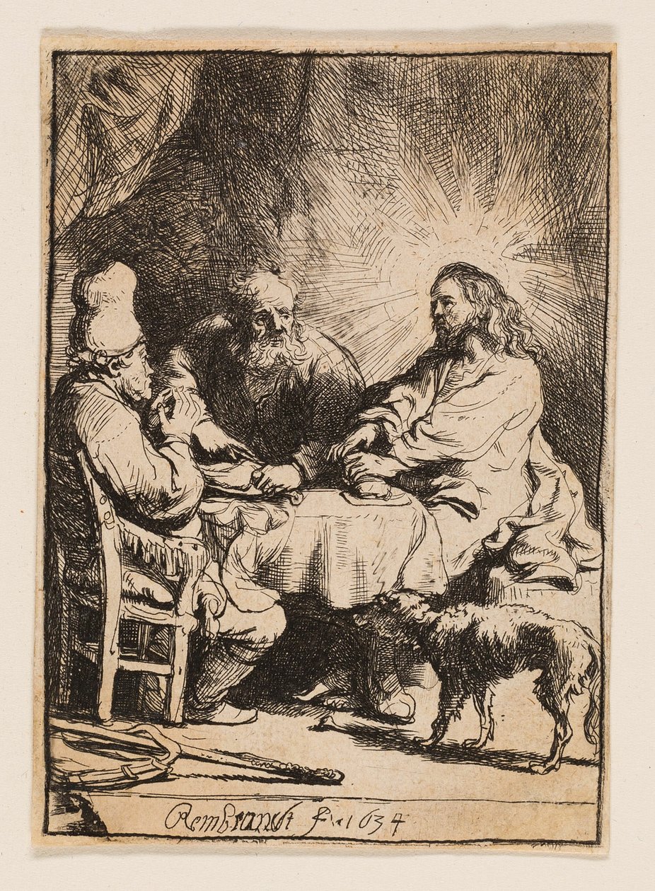 Kristus Emmauksessa: Pienempi lautanen tekijältä Rembrandt van Rijn