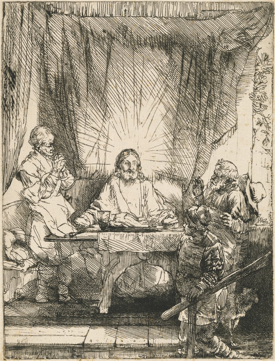 Kristus Emmauksessa: suurempi lautanen tekijältä Rembrandt van Rijn