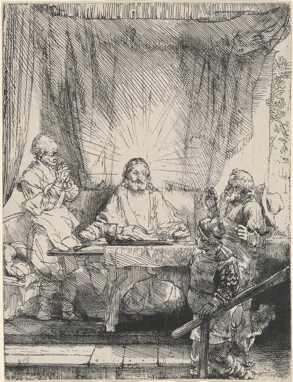 Kristus Emmauksessa: suurempi kuva tekijältä Rembrandt van Rijn