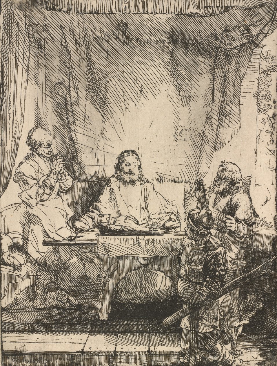 Kristus Emmauksessa: Isompi levy, 1654. tekijältä Rembrandt van Rijn