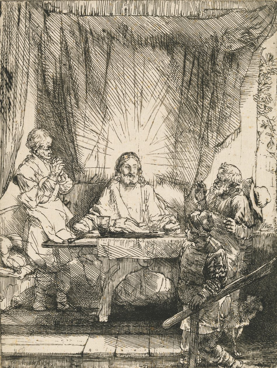 Kristus Emmauksessa: Isompi levy, 1654. tekijältä Rembrandt van Rijn