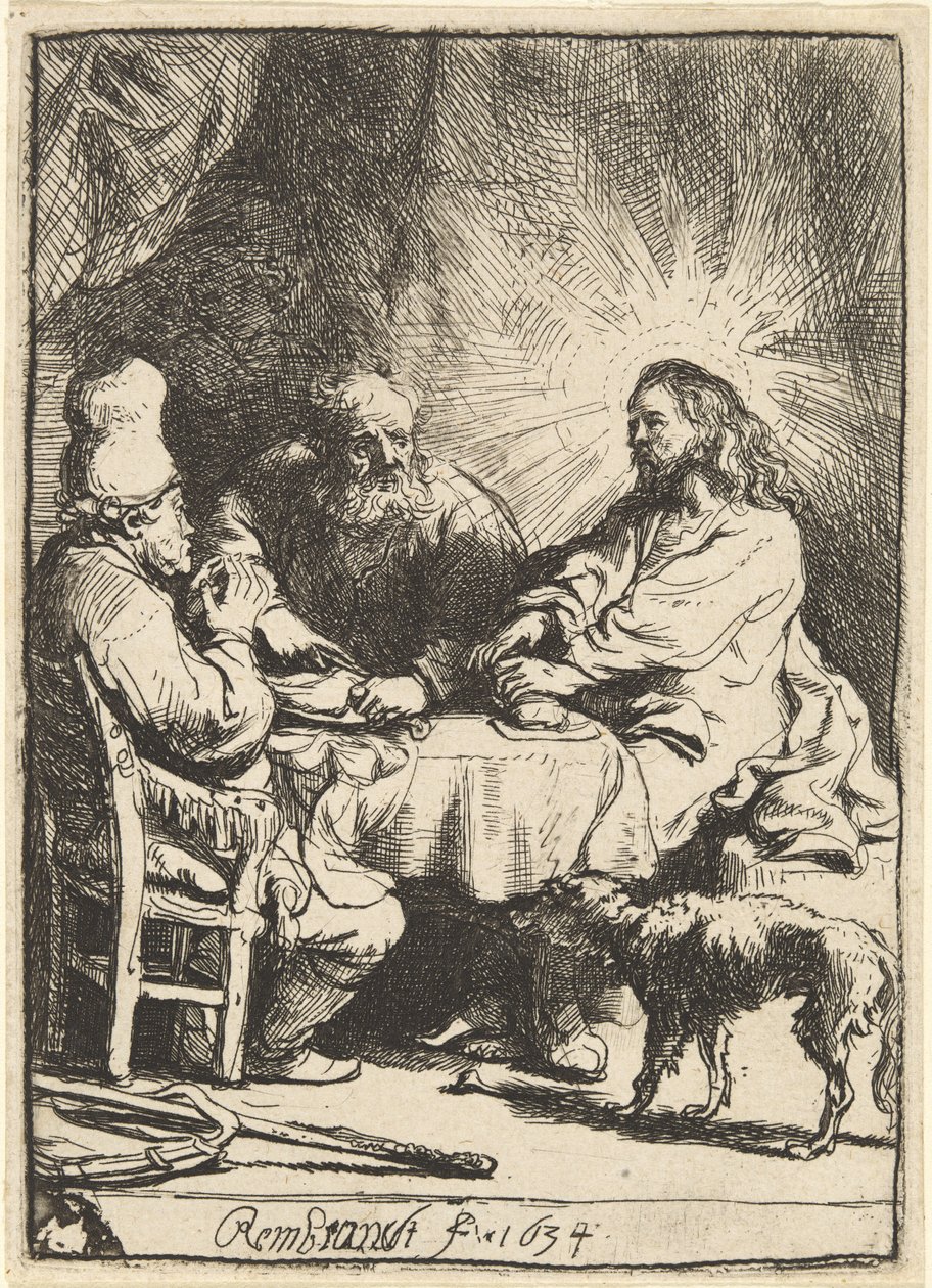 Kristus Emmauksessa: Pienempi lautanen tekijältä Rembrandt van Rijn