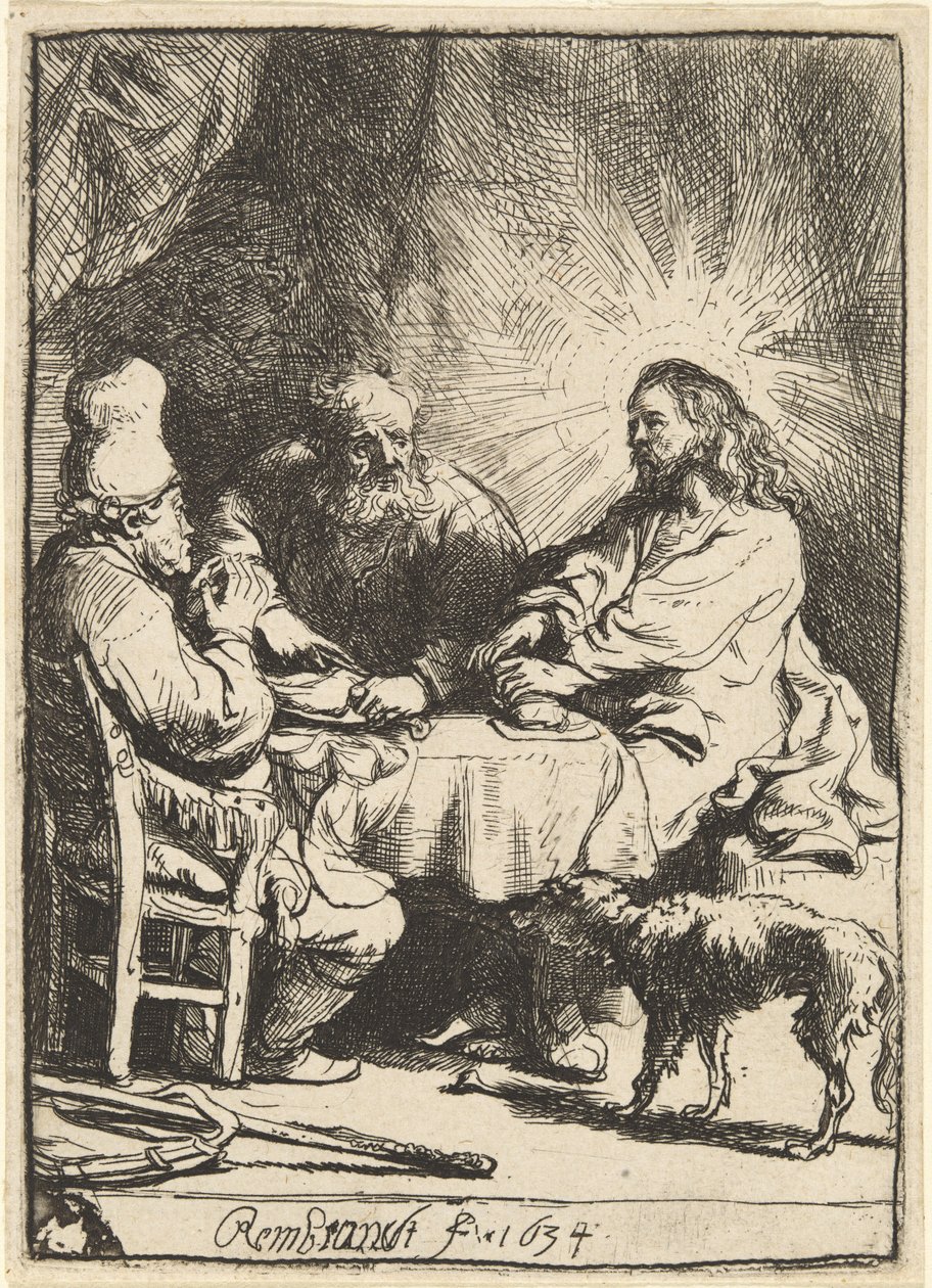 Kristus Emmauksessa: pienempi laatta tekijältä Rembrandt van Rijn