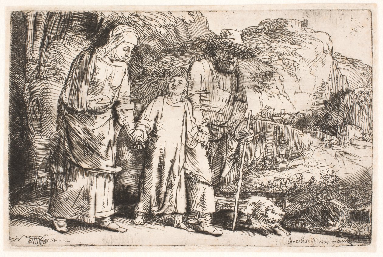 Kristus vanhempiensa välissä, palatessaan temppelistä tekijältä Rembrandt van Rijn