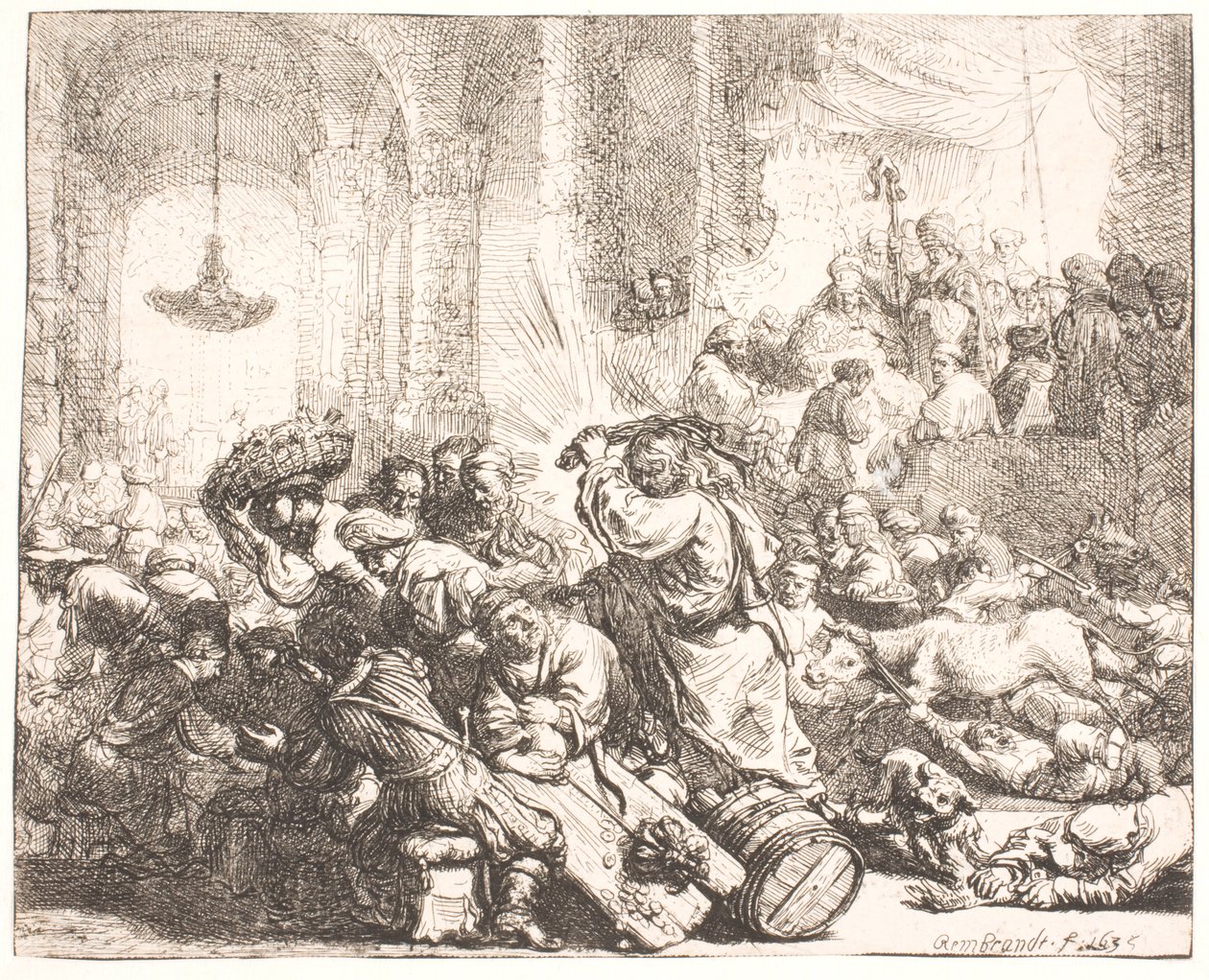 Kristus ajaa rahanvaihtajat pois temppelistä tekijältä Rembrandt van Rijn
