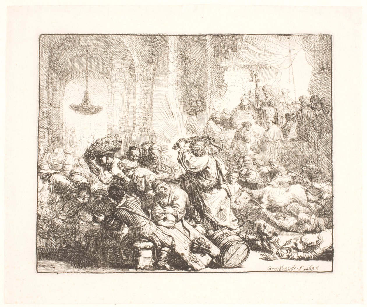 Kristus ajaa rahanvaihtajat pois temppelistä tekijältä Rembrandt van Rijn
