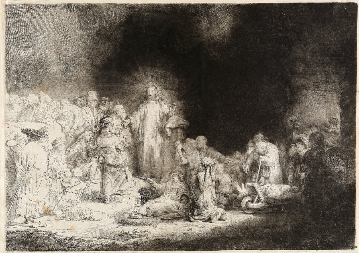Kristus parantaa sairaita The Hundred Guilder Print tekijältä Rembrandt van Rijn