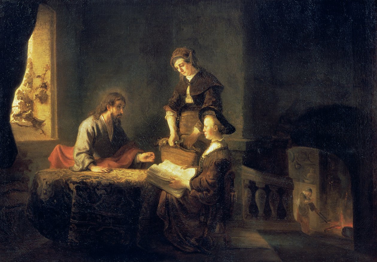 Kristus Martan ja Marian talossa tekijältä Rembrandt van Rijn
