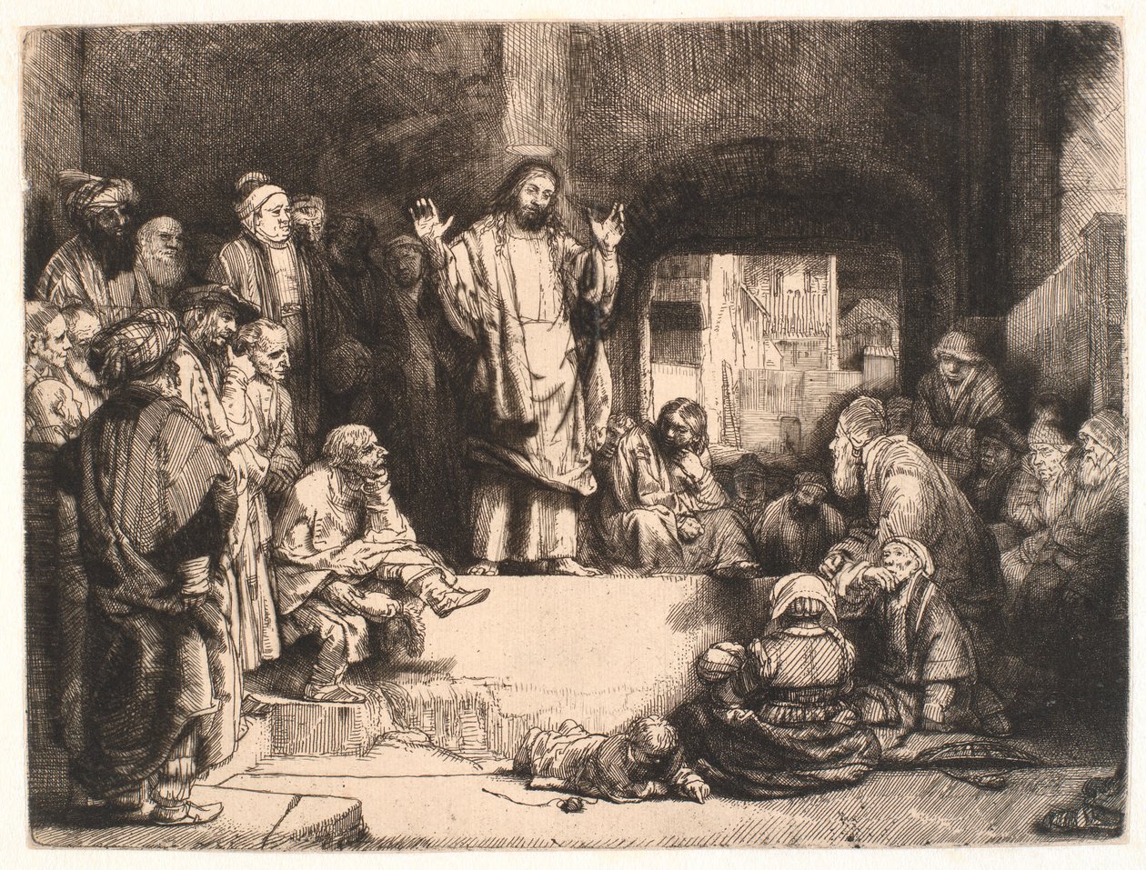Kristus saarnaa ("La petite tombe") tekijältä Rembrandt van Rijn
