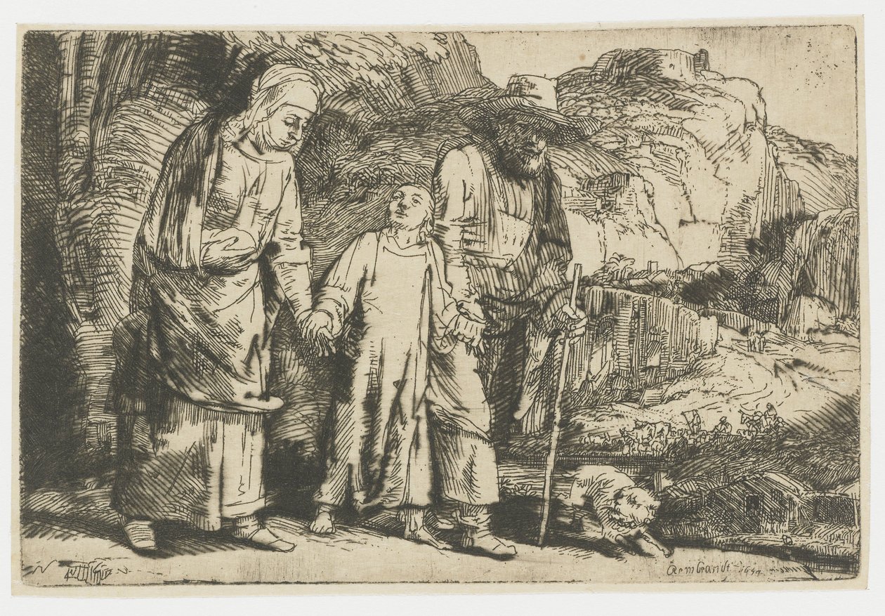 Kristus palaamassa temppelistä vanhempiensa kanssa tekijältä Rembrandt van Rijn