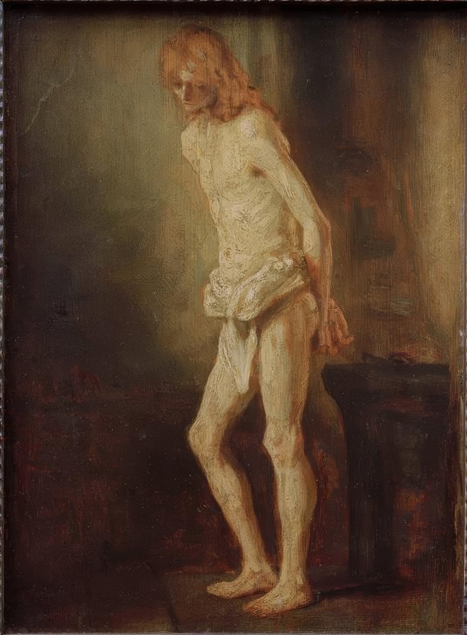 Kristus vitsauksen pylväässä tekijältä Rembrandt van Rijn