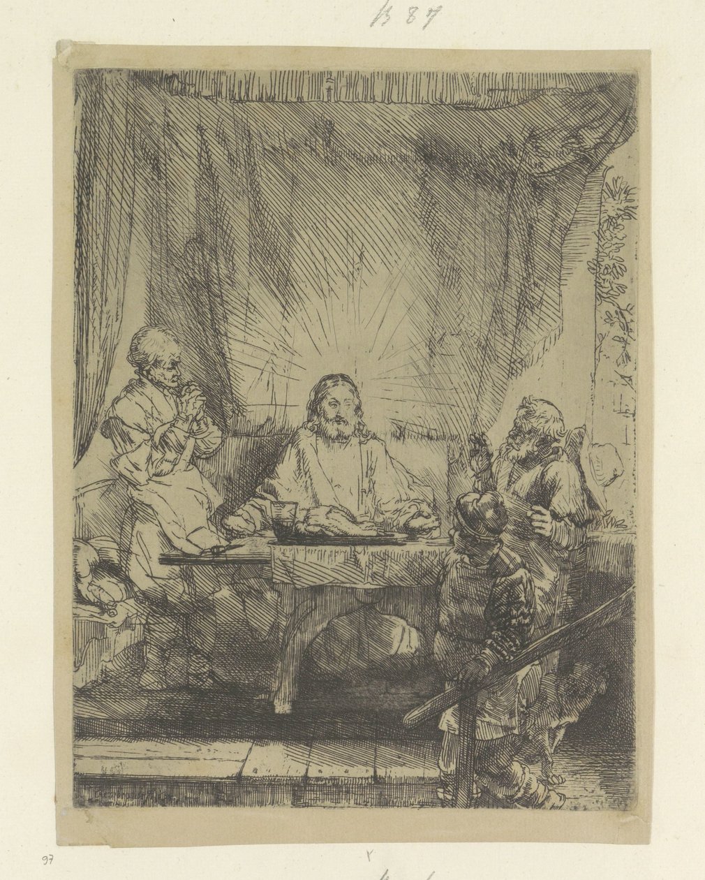 Christus te Emmaus: grote plaat Kokoelma kahdeksankymmentäviisi alkuperäistä vedosta (sarjan nimi) tekijältä Rembrandt van Rijn