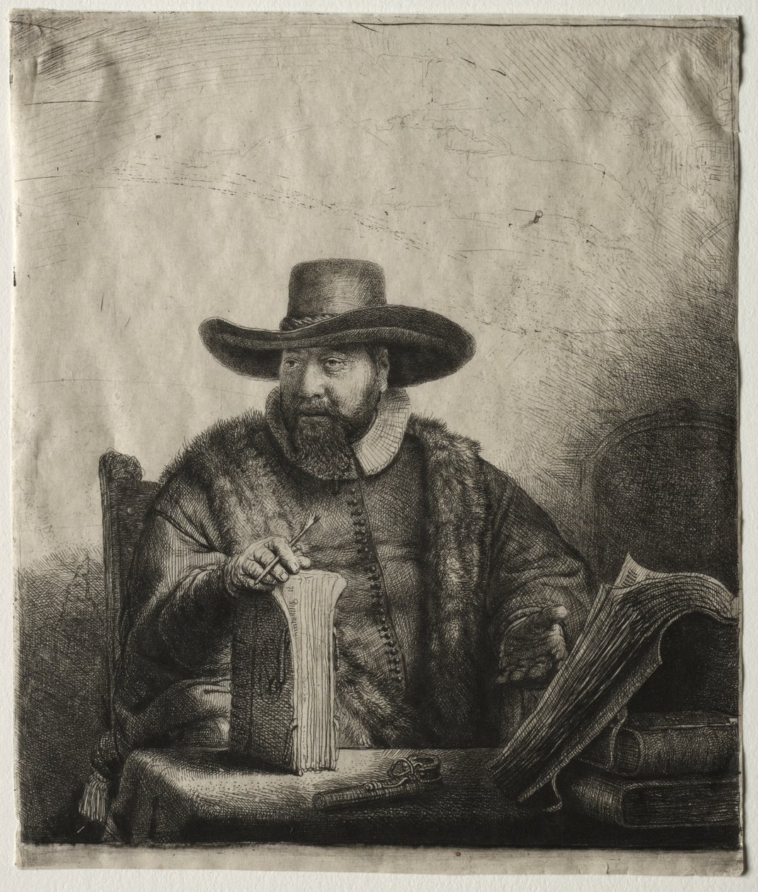 Cornelis Claesz Anslo, mennoniittisaarnaaja tekijältä Rembrandt van Rijn