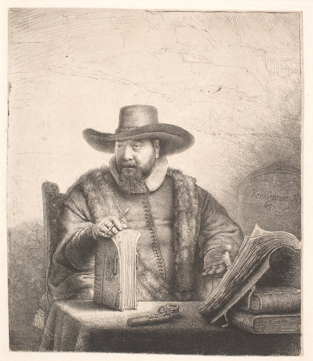 Cornelis Claesz Anslo, mennoniittisaarnaaja tekijältä Rembrandt van Rijn