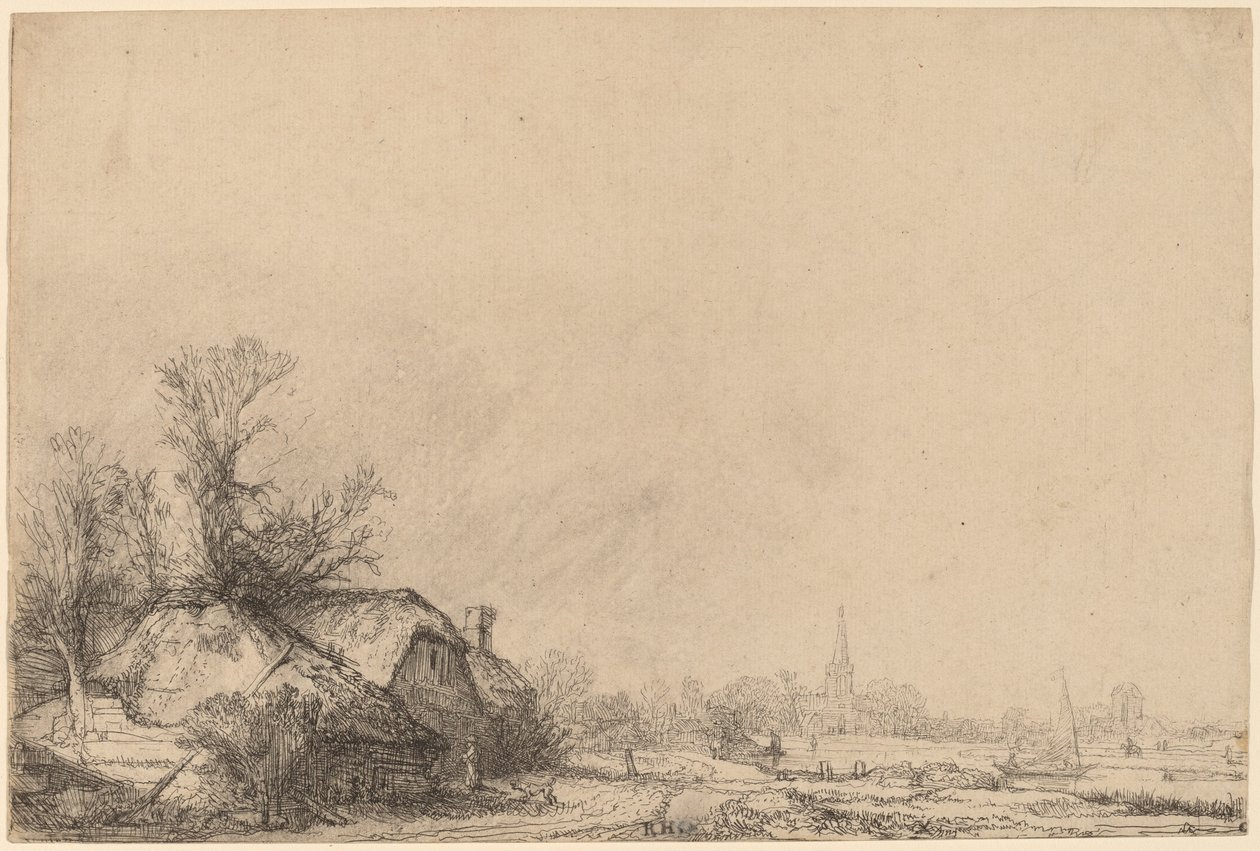 Mökki kanavan vieressä tekijältä Rembrandt van Rijn