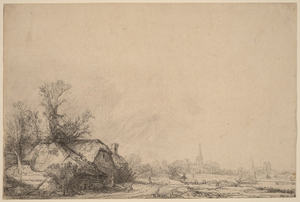 Mökki kanavan varrella tekijältä Rembrandt van Rijn