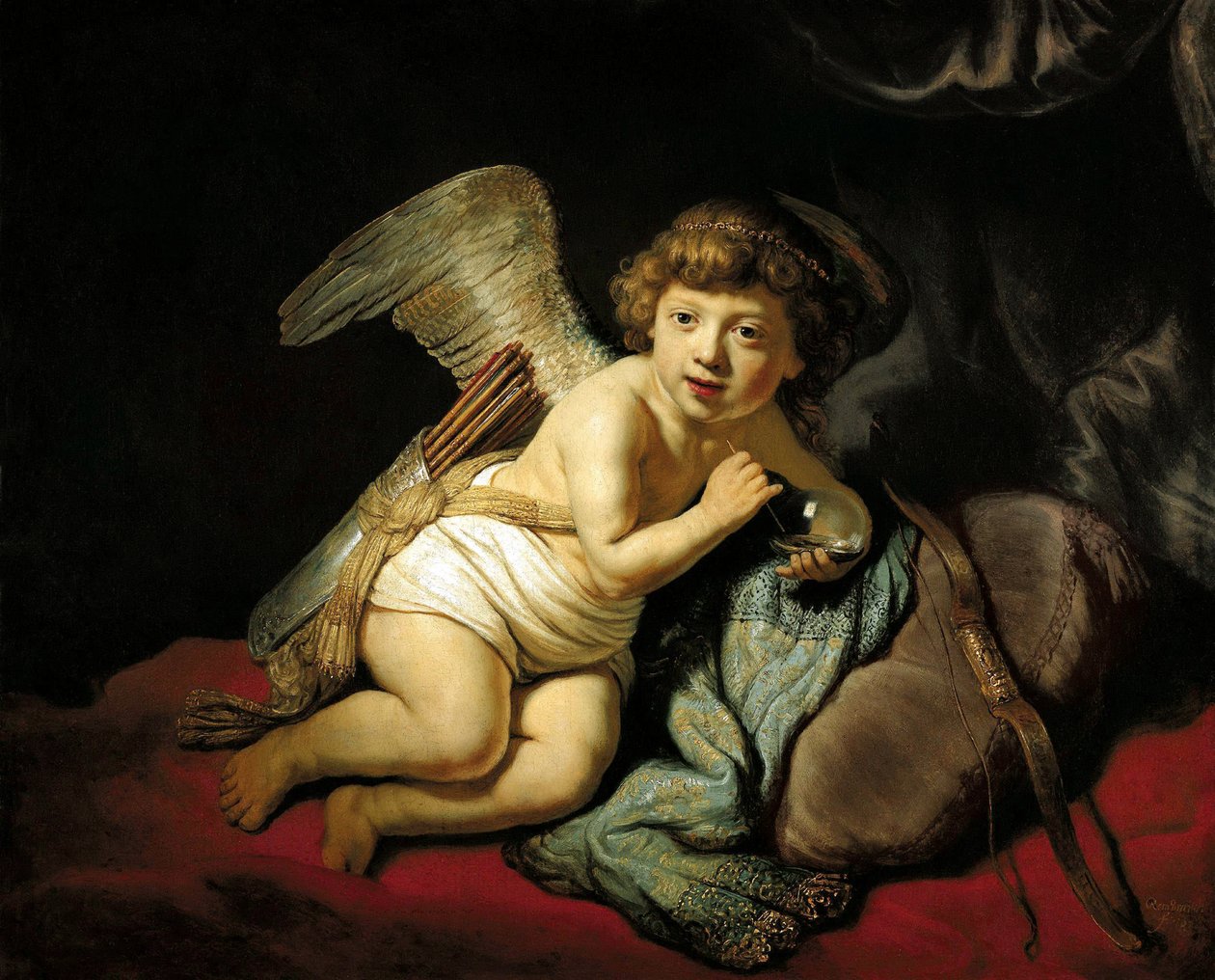 Amor puhaltaa saippuakuplaa, 1634. tekijältä Rembrandt van Rijn