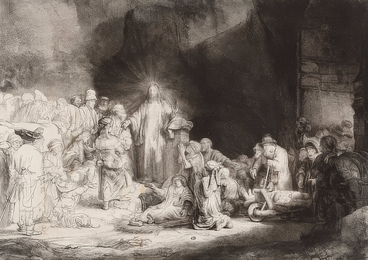 Sadan guldenin lehti. Noin 1649 tekijältä Rembrandt van Rijn