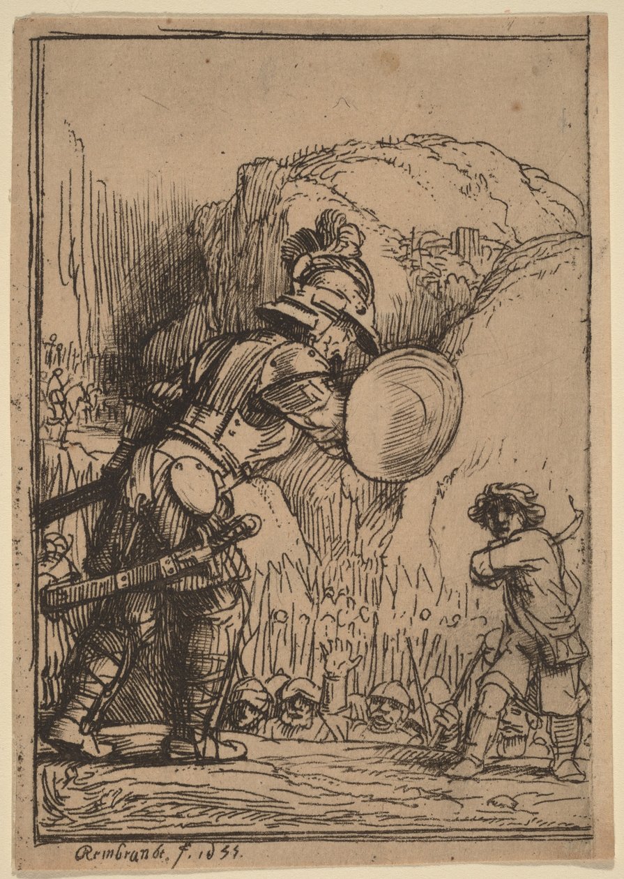 Daavid ja Goljat tekijältä Rembrandt van Rijn
