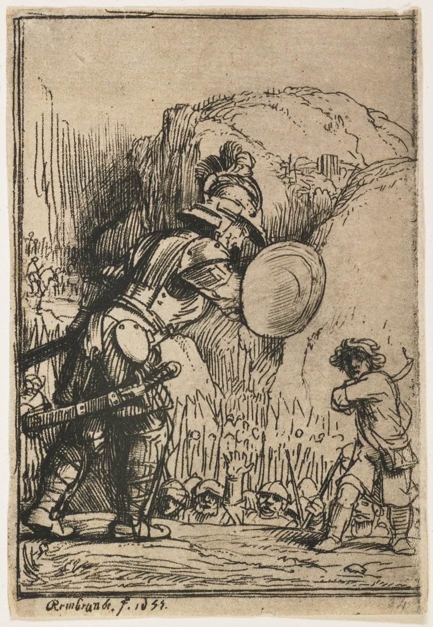 Daavid ja Goljat, 1655 tekijältä Rembrandt van Rijn