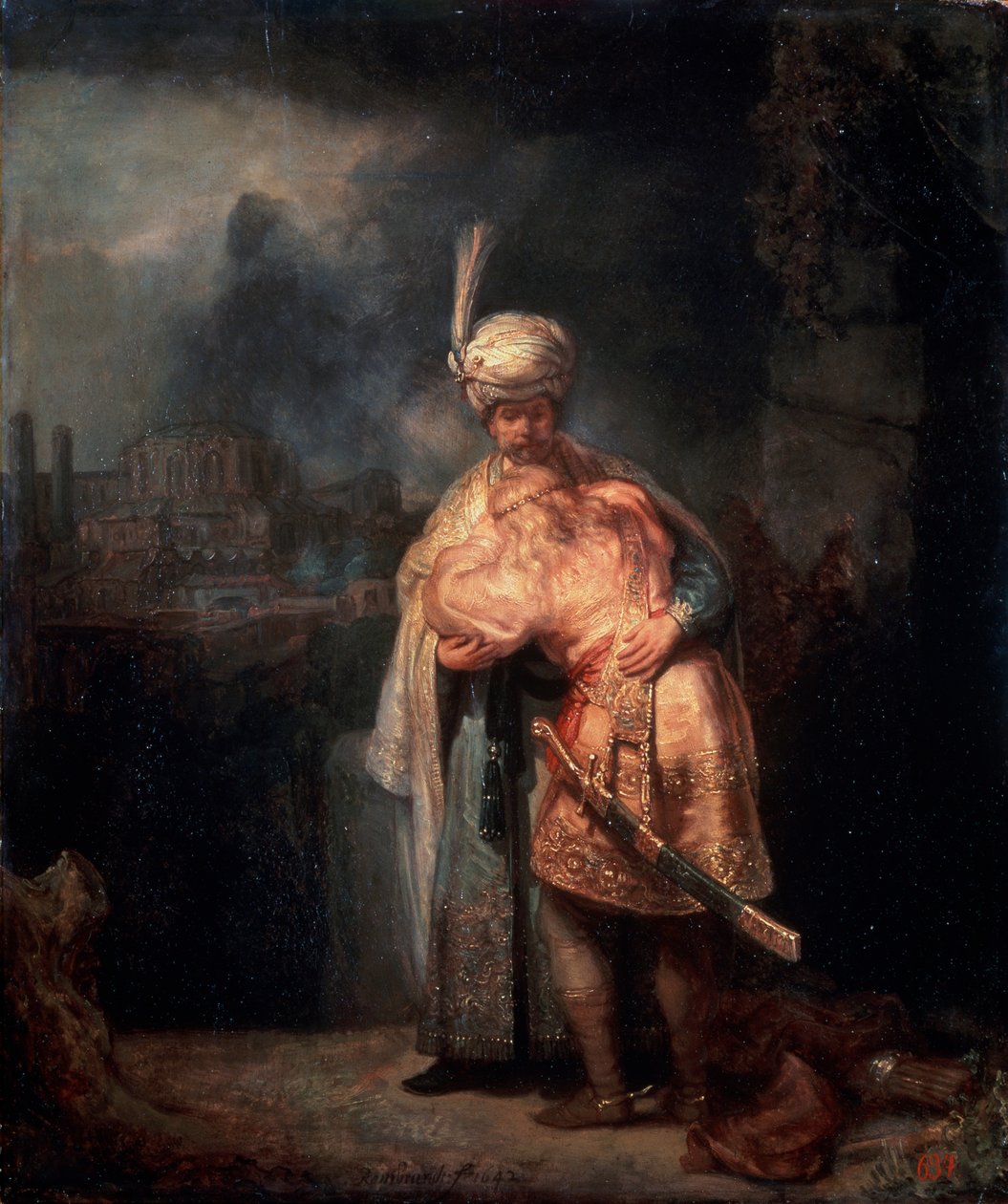 Davidin jäähyväiset Jonathanille, 1642. tekijältä Rembrandt van Rijn