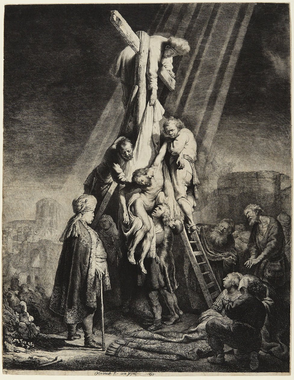 Ristiinnaulitun laskeminen ristiltä tekijältä Rembrandt van Rijn