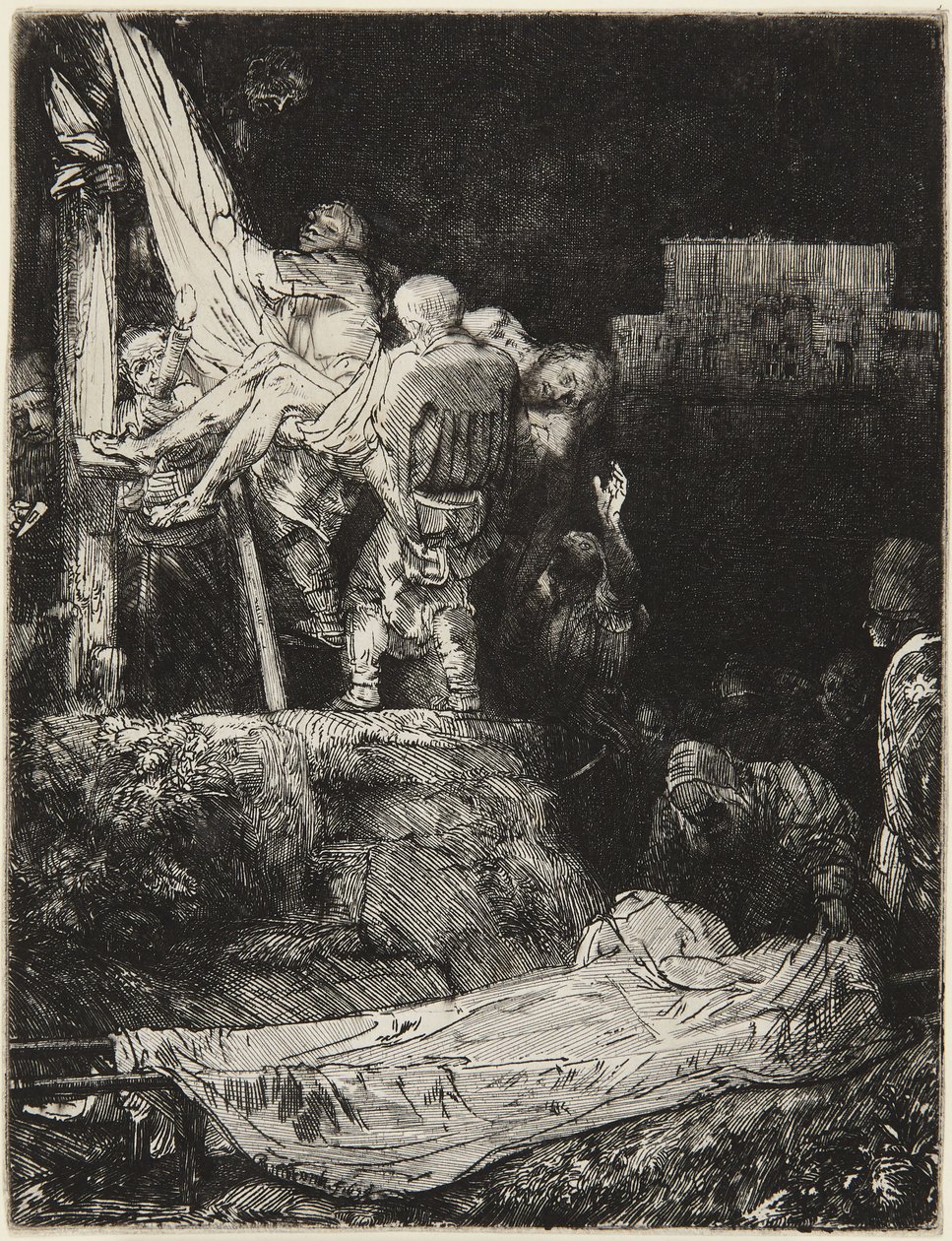 Ristin alaslasku soihtujen valossa tekijältä Rembrandt van Rijn