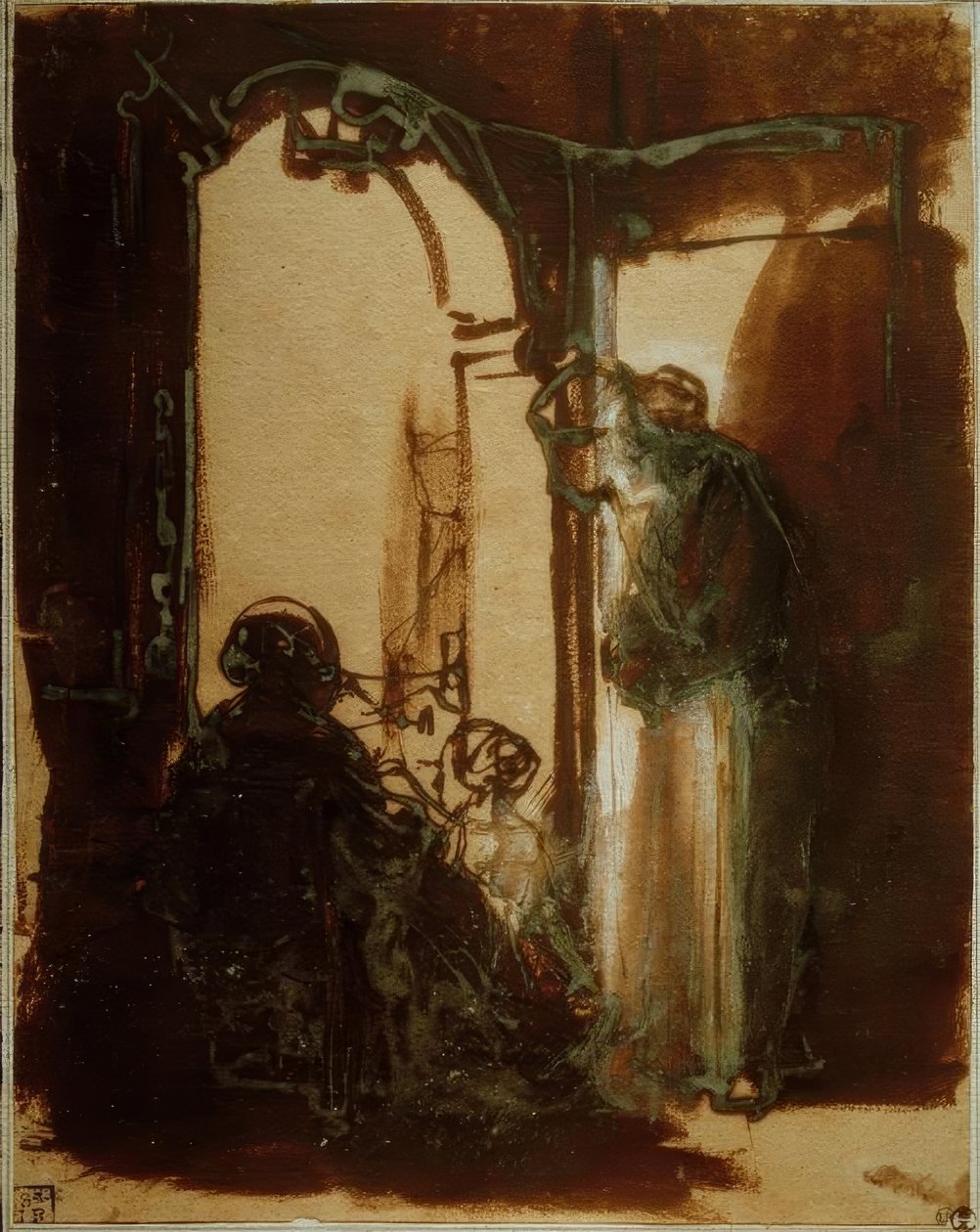 Drei Frauen an der Tür tekijältä Rembrandt van Rijn