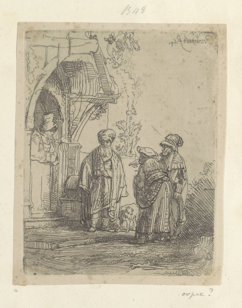 Drie oosterse figuuri Kokoelma kahdeksankymmentäviisi alkuperäistä vedosta (sarjan nimi) tekijältä Rembrandt van Rijn