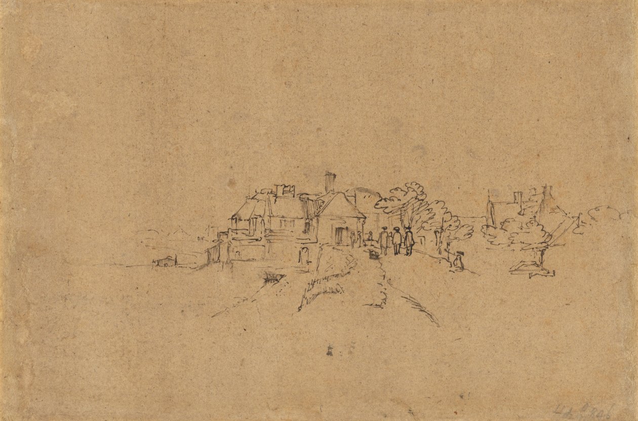 Figuurit Anthoniesdijkin saapumisesta Houtewaeliin [verso] tekijältä Rembrandt van Rijn