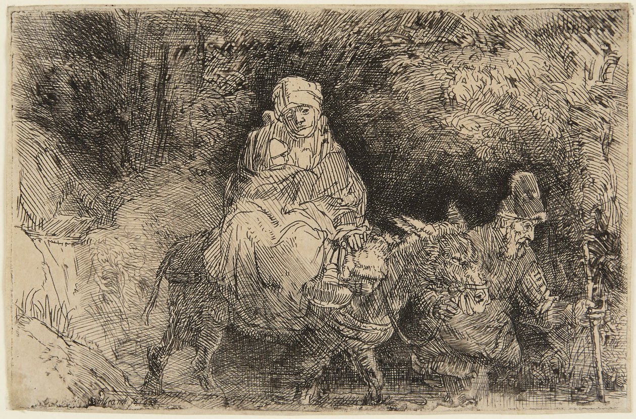 Pako Egyptiin: Pyhä perhe ylittää puron tekijältä Rembrandt van Rijn