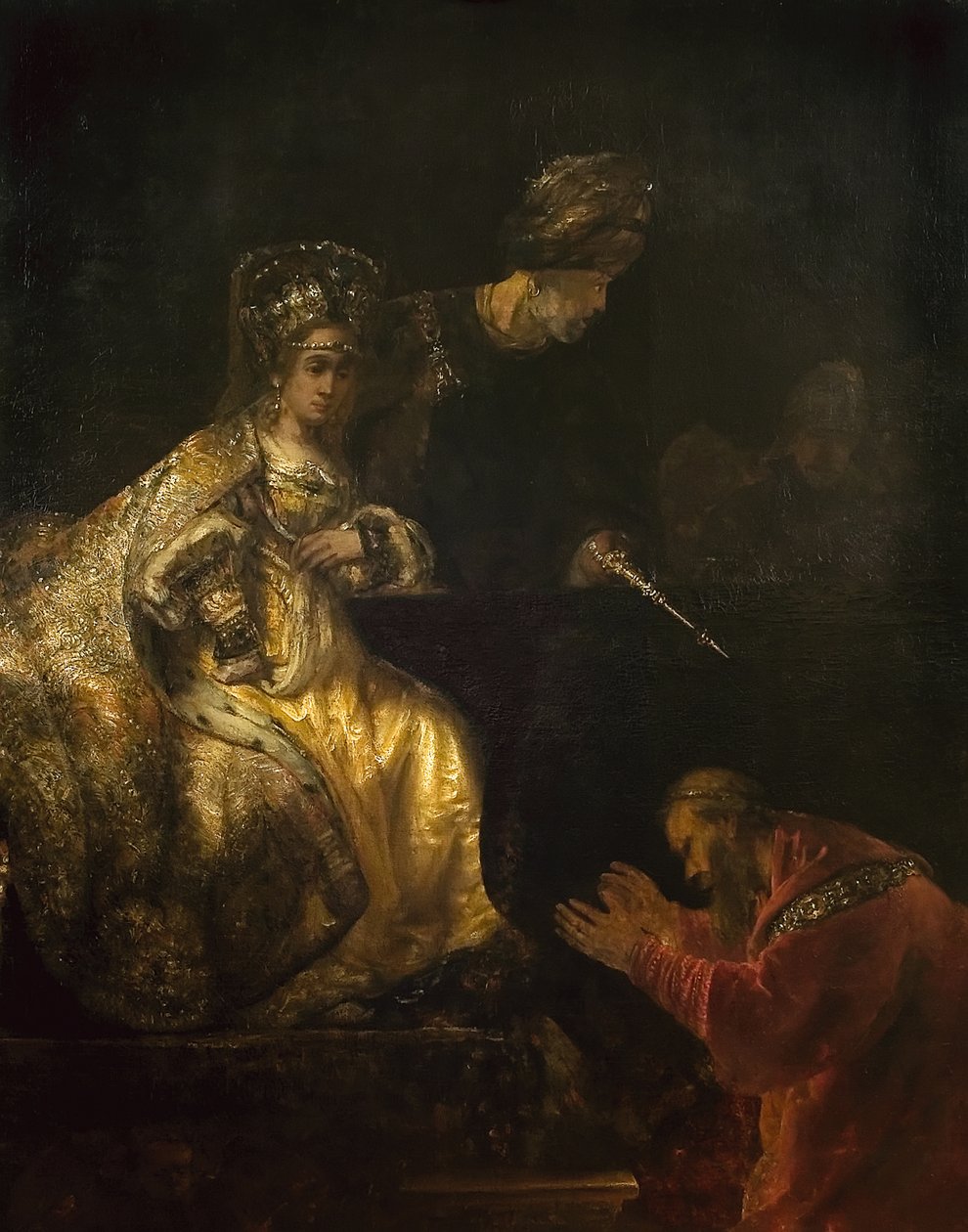 Haman anomassa Esterin armoa, 1660-luku. tekijältä Rembrandt van Rijn
