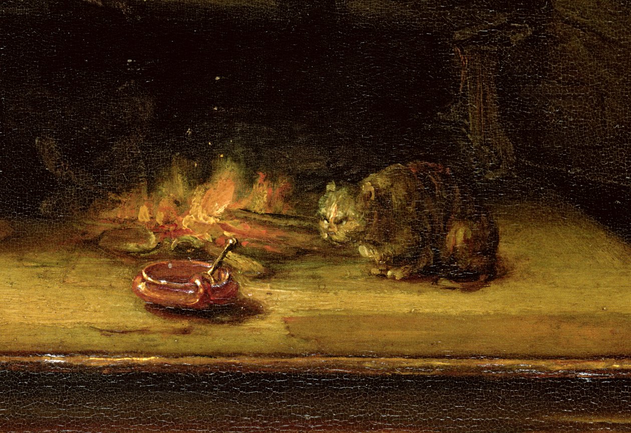 Pyhä perhe verhoineen, 1646 (244315:n yksityiskohta) tekijältä Rembrandt van Rijn