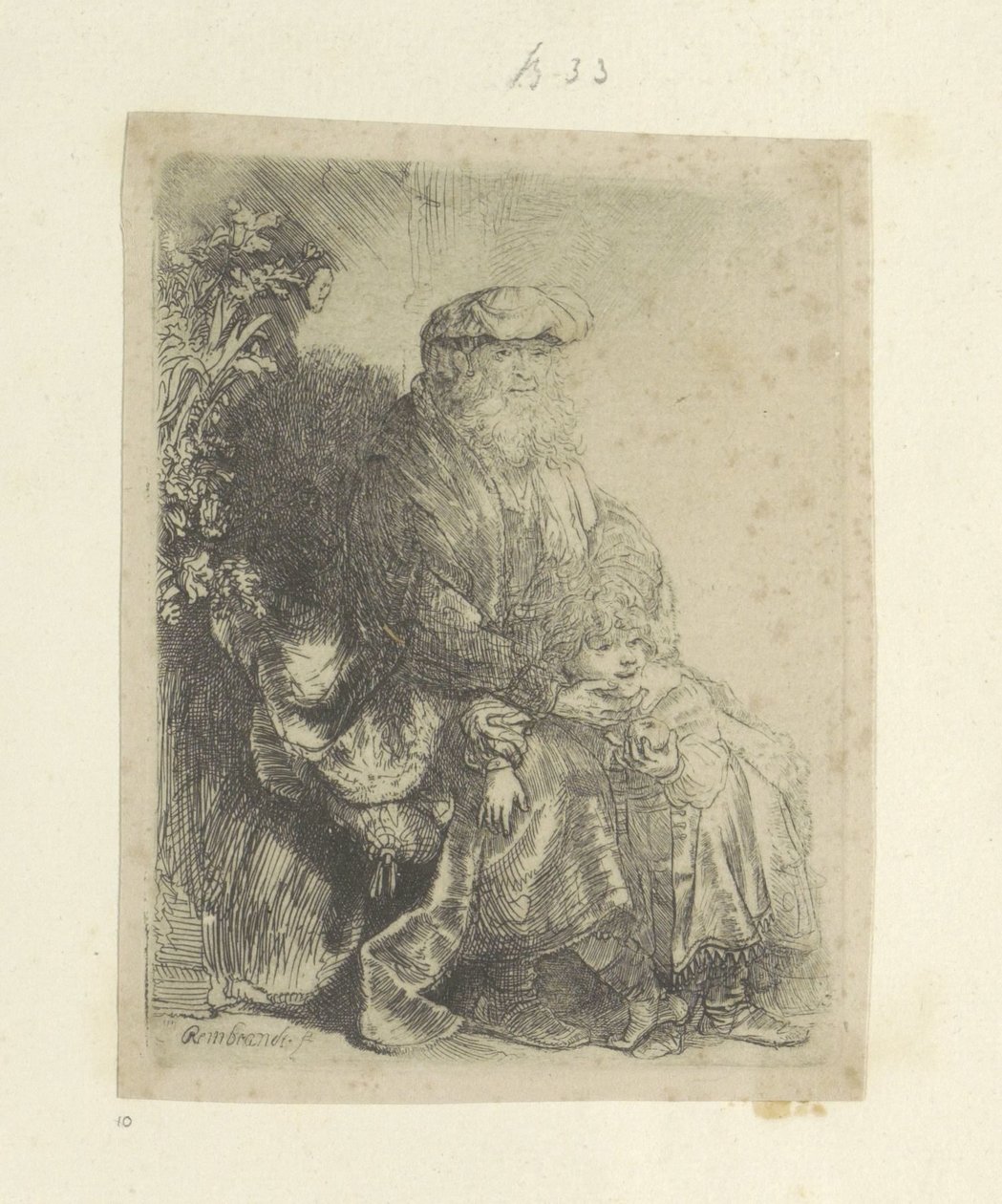 Jacob liefkoosi Benjaminia Kokoelma kahdeksankymmentäviisi alkuperäistä vedosta (sarjan nimi) tekijältä Rembrandt van Rijn