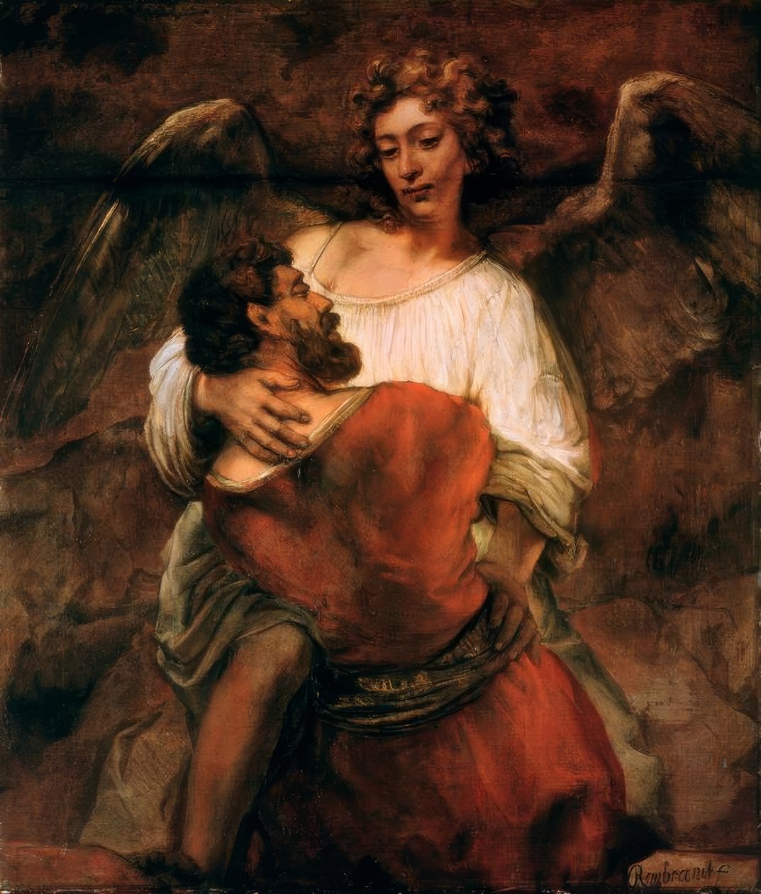Jakobs Kampf mit dem Engel tekijältä Rembrandt van Rijn