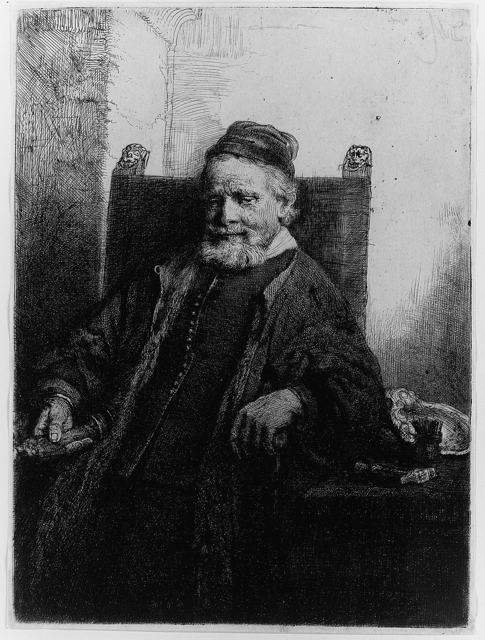 Jan Lutma, kultaseppä, 1656 tekijältä Rembrandt van Rijn