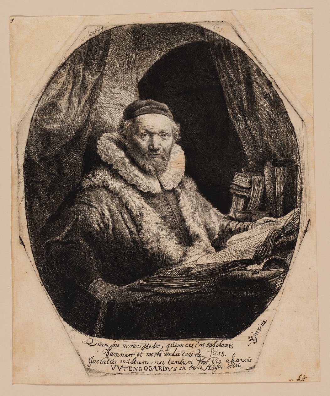 Jan Uytenbogaert, remonstranttien saarnaaja tekijältä Rembrandt van Rijn