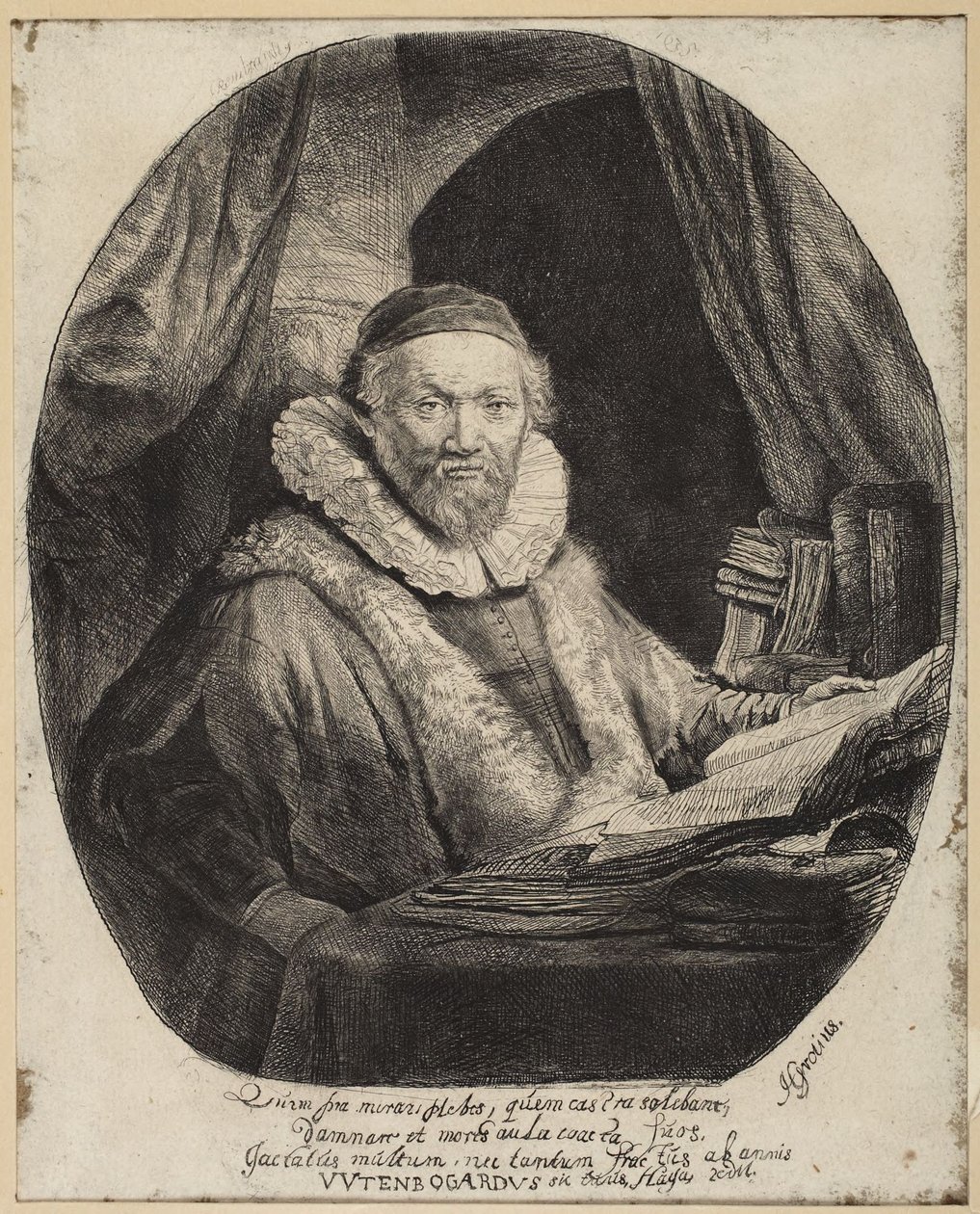 Jan Uytenbogaert, remonstranttien saarnaaja tekijältä Rembrandt van Rijn