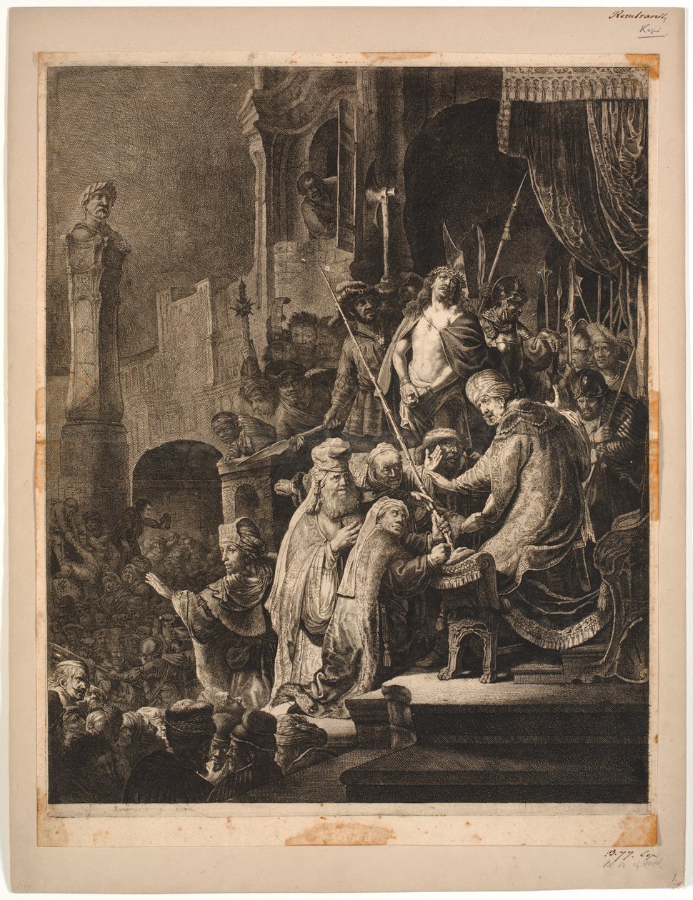 Jeesus Pilatuksen edessä tekijältä Rembrandt van Rijn